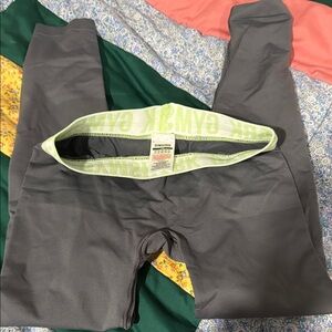 Gymshark Kids Charcoal Leggings with Lime Waistband